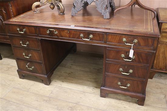 A reproduction partners pedestal desk, W.151cm